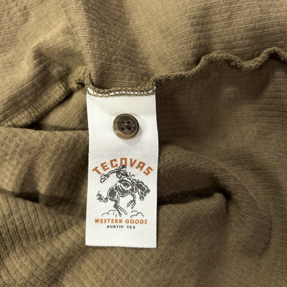 Tecovas Men's Shirt 2XL Brown Waffle Weave Henley Thermal‎ Western Pima Cotton - Picture 7 of 8